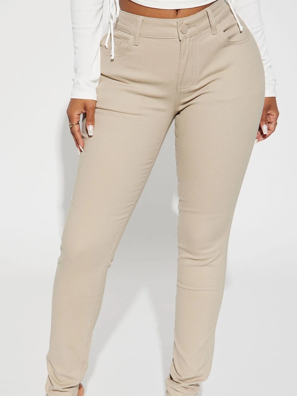 Tan High-Rise Slim Fit